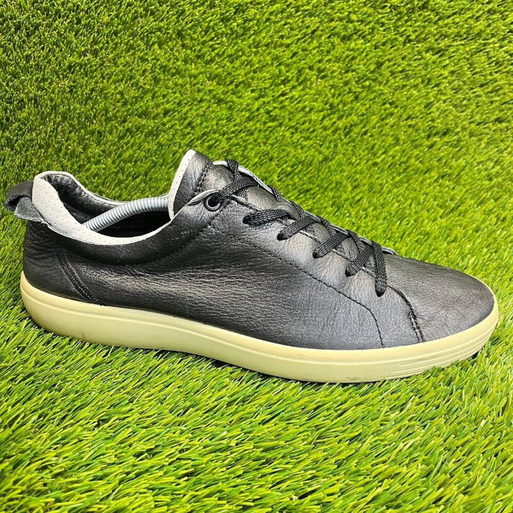 Ecco Soft 7 Craze Mens Size 12-12.5 Black Casual‎ Classic Leather Shoes Sneakers